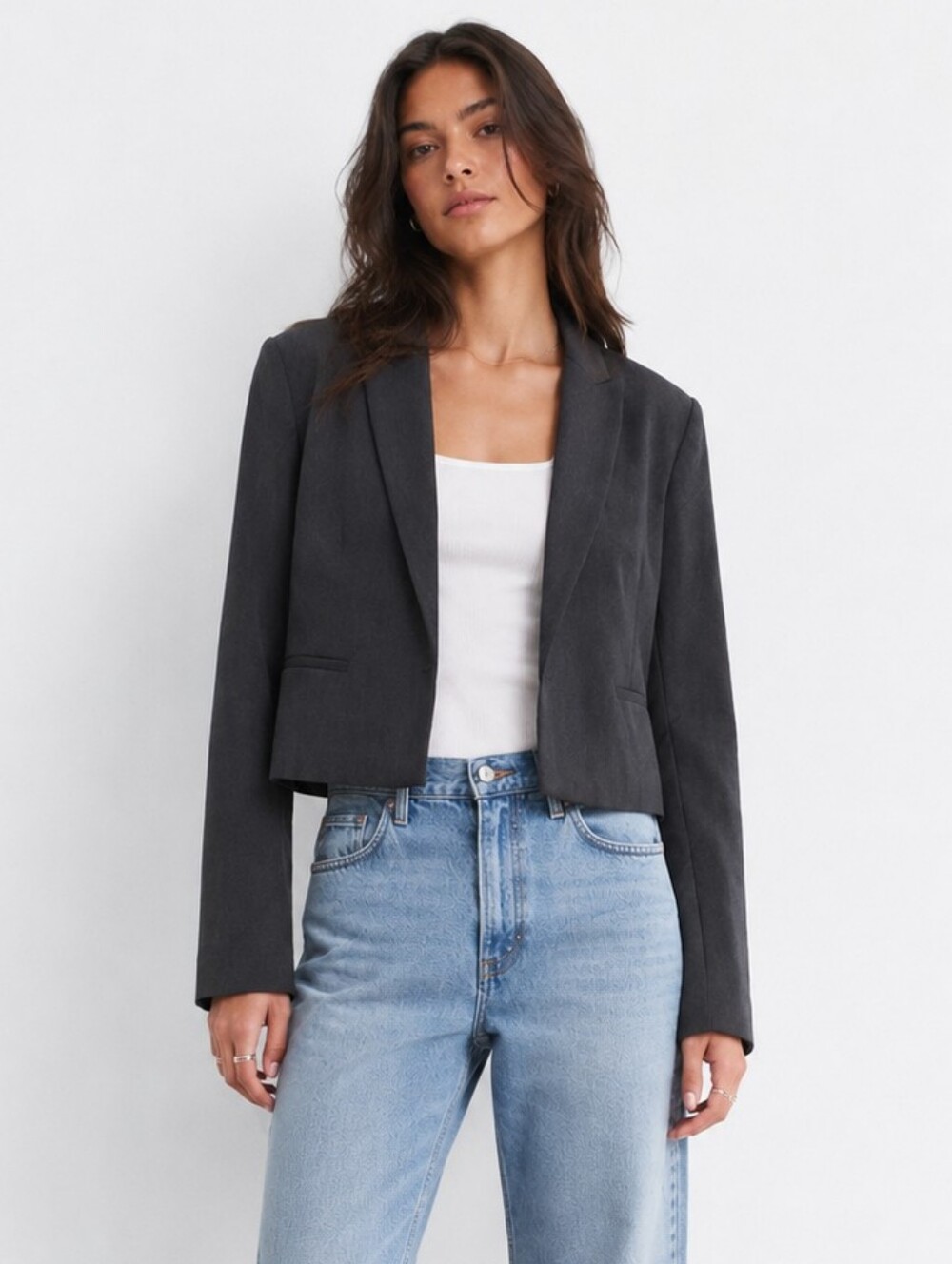 Urban Outfitters Silence And Noise Cropped Women's Gray Blazer